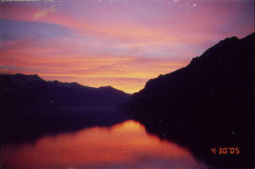 Sunrise over Lake Brienz. Photo by Lisette Keating April, 2005